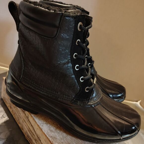 Womenn's MK Black Lace-Up Boots - Picture 1 of 3